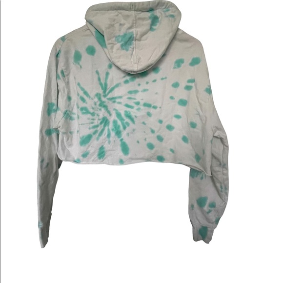 Whitney Houston Graphic Crop Hoodie Tie Dye Blue White Medium - Picture 3 of 4